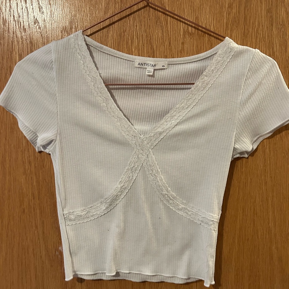 White Embellished Crop Blouse Short Sleeve